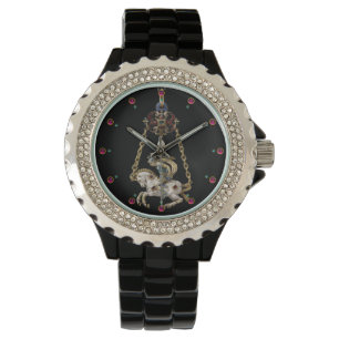 RELÓGIO DE PULSO ANTIQUE JEWEL COM GEMSTONES, KNIGHT NO CAVALO