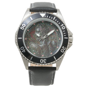 RELÓGIO DE PULSO ANTIQUE ROMAN BRONZE MEDALLION COM GEMSTONAS DE PI