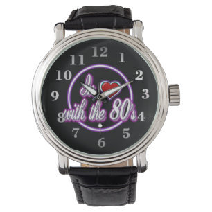 Relógio De Pulso Apaixonado Pelo anos 80 Retro Roxo Neon Logo Watch