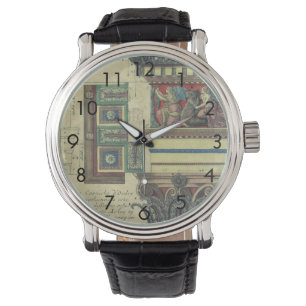 Relógio De Pulso Arquitetura de safra, Coluna com Moldagem de Corni