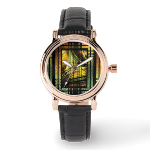 Relógio De Pulso Art Deco Em Verde E Dourado