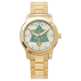 Relógio De Pulso Art Deco Peacock Feather Inspirou Mandala Monogram