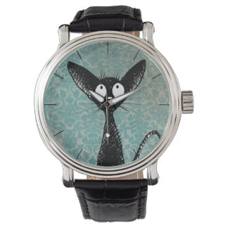 Relógio De Pulso Arte de Gato Preto Engraçado Engraçado e Engraçado