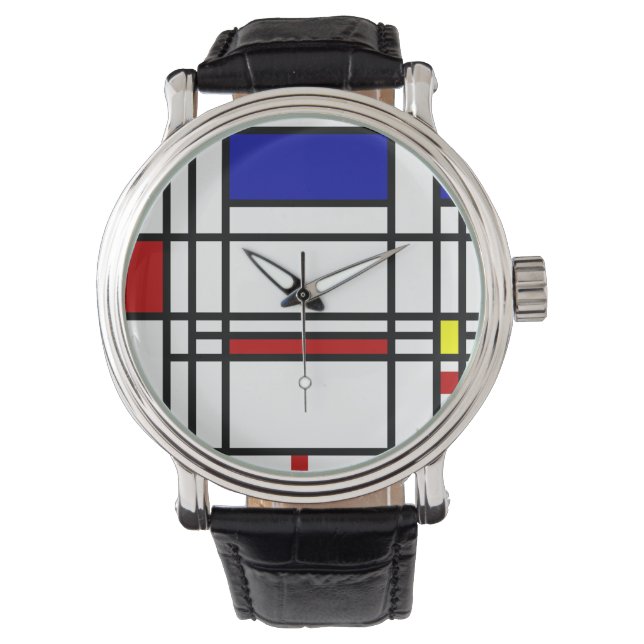 Relógio De Pulso Arte Moderna Mondrian (Frente)