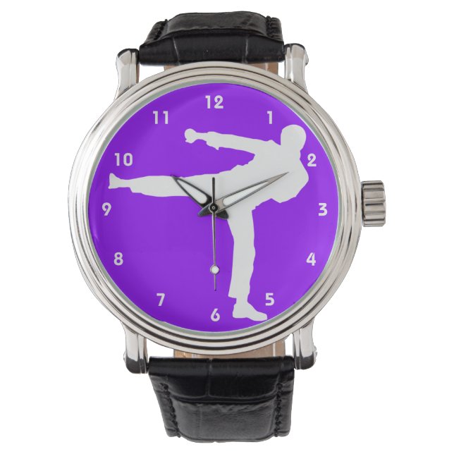 Relógio De Pulso Artes Marciais Roxas Violetas (Frente)