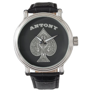 Relógio De Pulso Ás de espada artístico retro do póquer