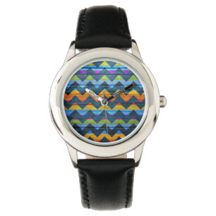 Relógio De Pulso Aztec Chevron Wood Abstrato Art nº 6