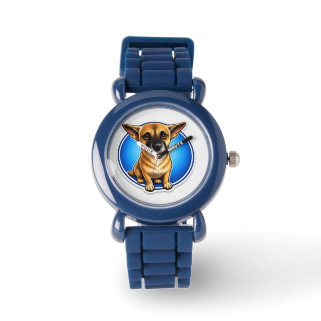 Relógio de Pulso Azul Cachorrinho Fofo para Crianç (Frente)