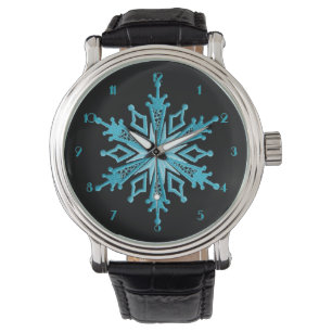 Relógio de pulso azul com floco de neve