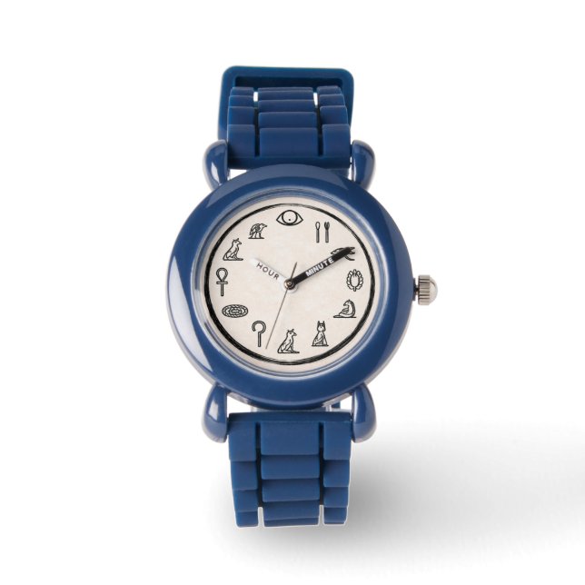 Relógio de pulso azul com numerais arábicos modern (Frente)