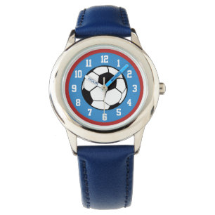 Relógio De Pulso Azul vermelho da bola de futebol