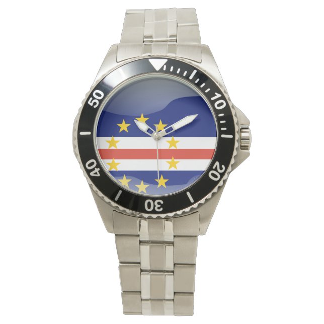 Relógio De Pulso Bandeira de Cabo Verde (Frente)