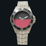 Relógio De Pulso Bandeira de Nijmegen<br><div class="desc">Bandeira de Nijmegen,  Países Baixos A bandeira é constituída por duas faixas horizontais de largura igual,  a mais alta preta e a mais baixa vermelha</div>