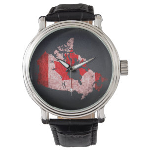 Relógio De Pulso Bandeira e mapa de Canadá