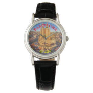 Relógio De Pulso Barcelona Black Leather Watch