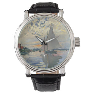 Relógio De Pulso Barco à Vela Monet Impressionismo Francês Arte Clá