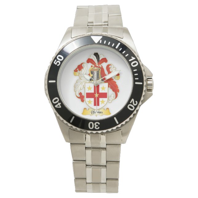 Relógio De Pulso Blevins Família Crest Mens Stainless Steel Watch (Frente)