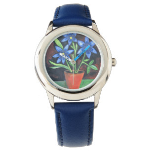 Relógio De Pulso Blue Flowers Watch