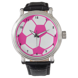 Relógio De Pulso Bola de futebol do rosa quente