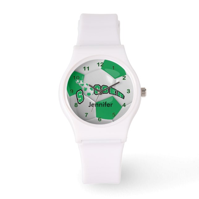 Relógio De Pulso Bola de Futebol Verde Personalizada (Frente)