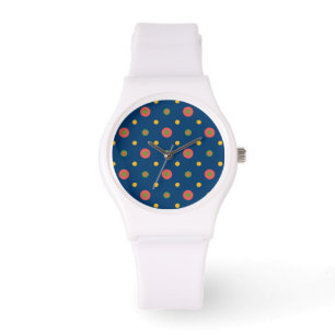 Relógio De Pulso Bolinhas Quirky no Marinho Blue Sporty Wristwatch