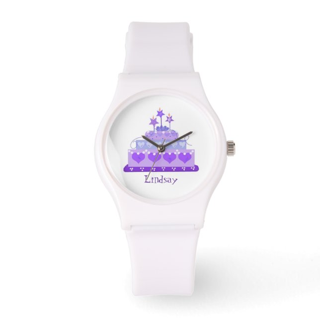 Relógio De Pulso Bolo Princesa com Nome (Frente)
