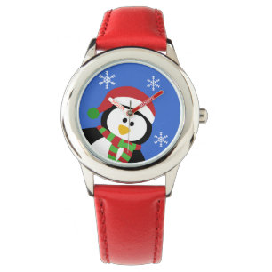 Relógio de pulso bonito do pinguim do Natal