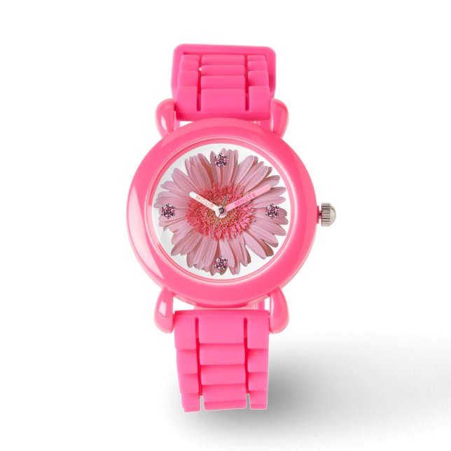 Relógio De Pulso Bonito Gerber Daisy Watch Rosa (Frente)