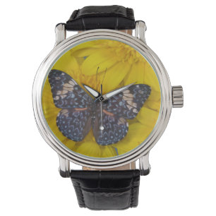 Relógio De Pulso Borboleta em Flor Amarelo
