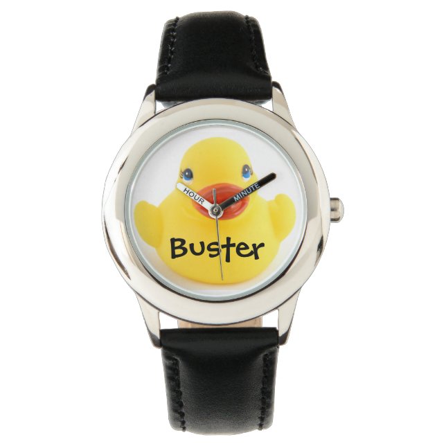 Relógio De Pulso Borracha Amarela Ducky com Nome (Frente)