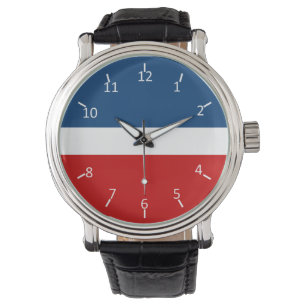 Relógio De Pulso Branco vermelho e azul