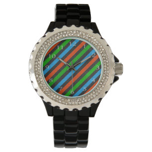 Relógio De Pulso Brilho alaranjado, azul, verde, preto STaylor