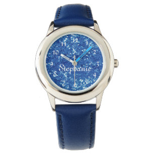 Relógio De Pulso Brilho-Olhar personalizado do azul dos miúdos