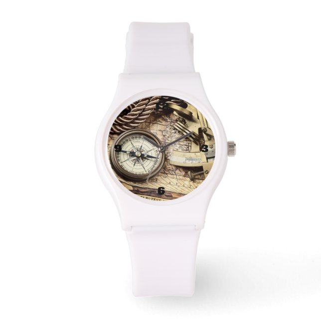 Relógio De Pulso bússola antiquada náutica da praia costeira de ste (Frente)