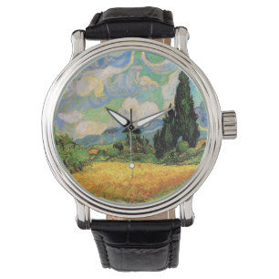 Relógio De Pulso Campo de trigo com ciprestes de Van Gogh em Haute 