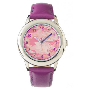 Relógio De Pulso camuflagem rosa Números roxos