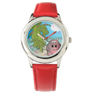 Relógio De Pulso Caricatura Hippo No Beach Kids Watch