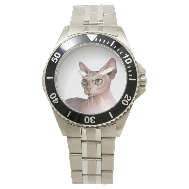 Relógio De Pulso Cat 578 Sphynx white background (Frente)