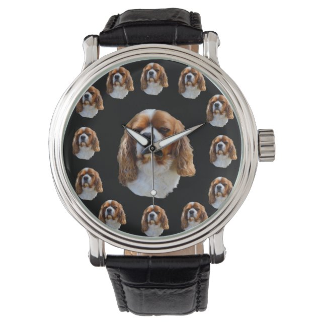 Relógio De Pulso Cavalier Spaniel Dog Face Pattern, (Frente)