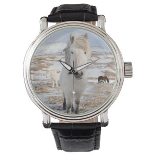 Relógio De Pulso Cavalo islandês branco, Islândia