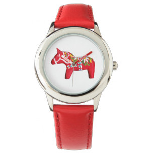 Relógio De Pulso Cavalo vermelho de Dala com margaridas