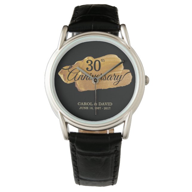 Relógio De Pulso Celebrando o 30. Dourada Tinta. (Frente)