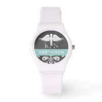 CHALKBOARD AQUA PERSONALIZADO NURSE RN CADUCEUS