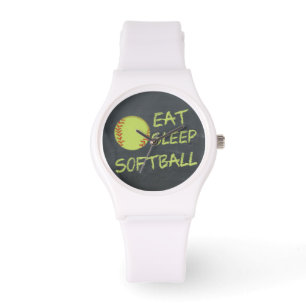Relógio De Pulso Chalkboard Eat Sleep Sofball