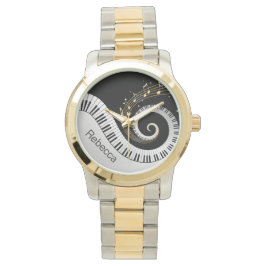 Relógio De Pulso Chaves para Piano Personalizadas e Notas de Música