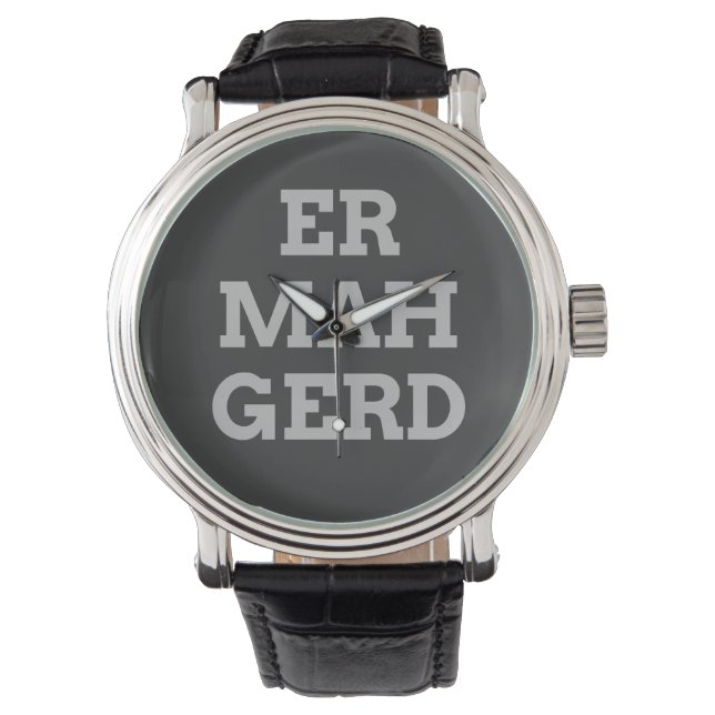 Relógio De Pulso Cinza Ermahgerd Watch (Frente)