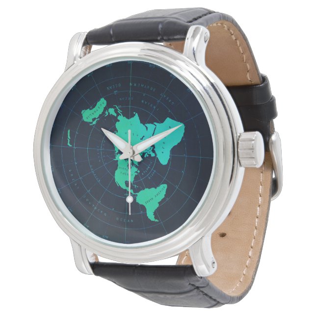 Relógio De Pulso Classic Flat Earth Naval Style Black Wristwatch (Angular)
