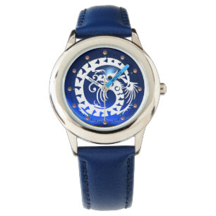 Relógio De Pulso COBRA BRANCO - DRAGÃO Preto, Azul - Apetite,Gemas