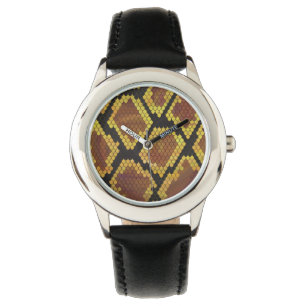 Relógio De Pulso Cobra Brown e Impressão Dourado