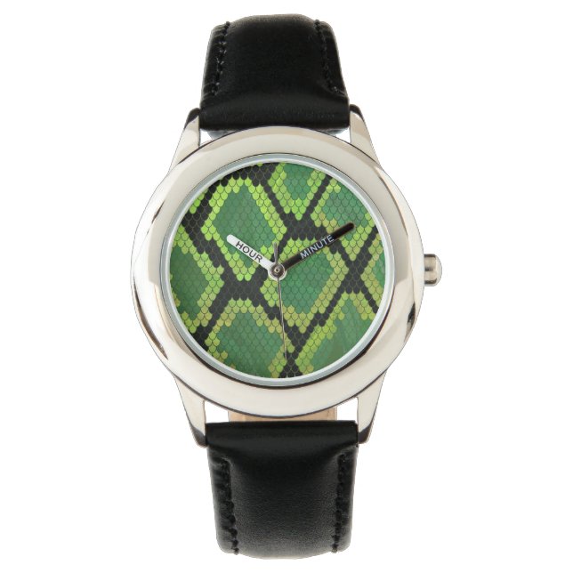 Relógio De Pulso Cobra preto e Impressão verde (Frente)